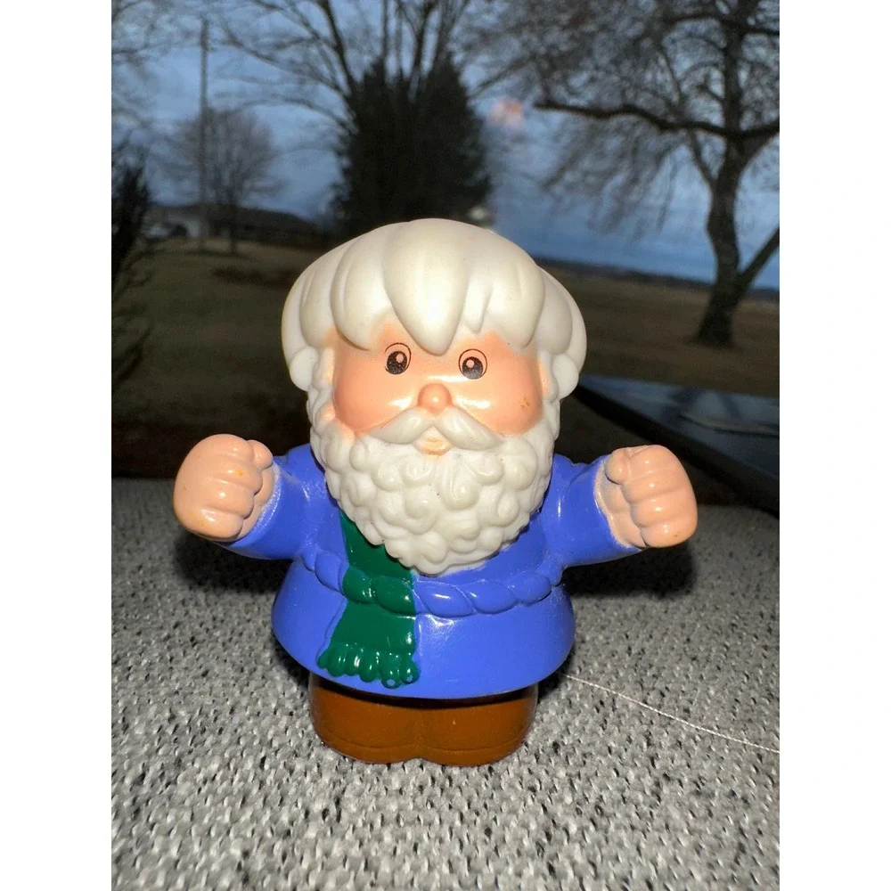 Fisher-Price Little People Santa Claus Figure Blue Coat Green Scarf Vintage Toy